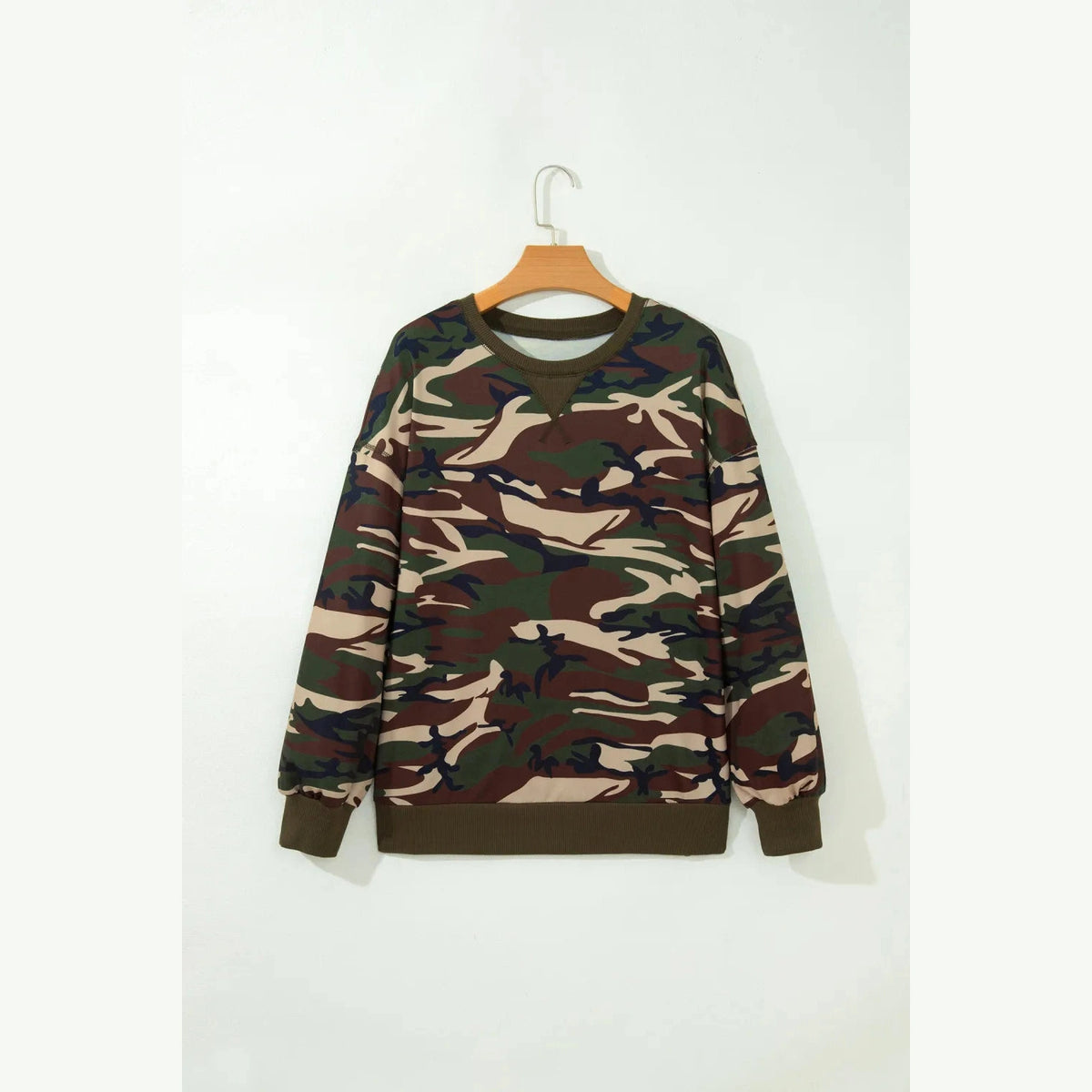 Keela Camouflage Print Round Neck Baggy Pullover Sweatshirt