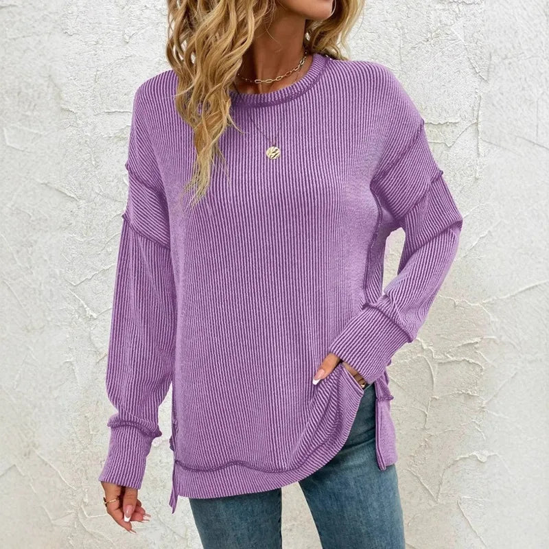 Kelcee Lavender Drift Ribbed Pullover