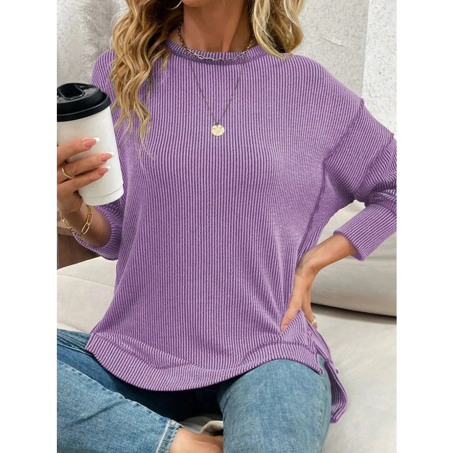 Kelcee Lavender Drift Ribbed Pullover