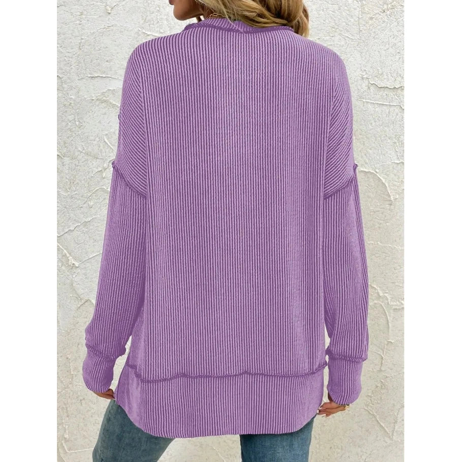 Kelcee Lavender Drift Ribbed Pullover