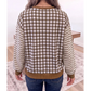 Kellianne Brown Plaid Striped Patchwork Long Sleeve Casual Top