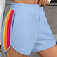 SALE!!!  Kelsa Beau Blue Color Block Stripes Elastic High Waist Active Shorts