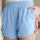 SALE!!!  Kelsa Beau Blue Color Block Stripes Elastic High Waist Active Shorts