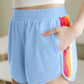 SALE!!!  Kelsa Beau Blue Color Block Stripes Elastic High Waist Active Shorts