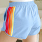 SALE!!!  Kelsa Beau Blue Color Block Stripes Elastic High Waist Active Shorts