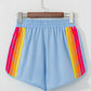 SALE!!!  Kelsa Beau Blue Color Block Stripes Elastic High Waist Active Shorts