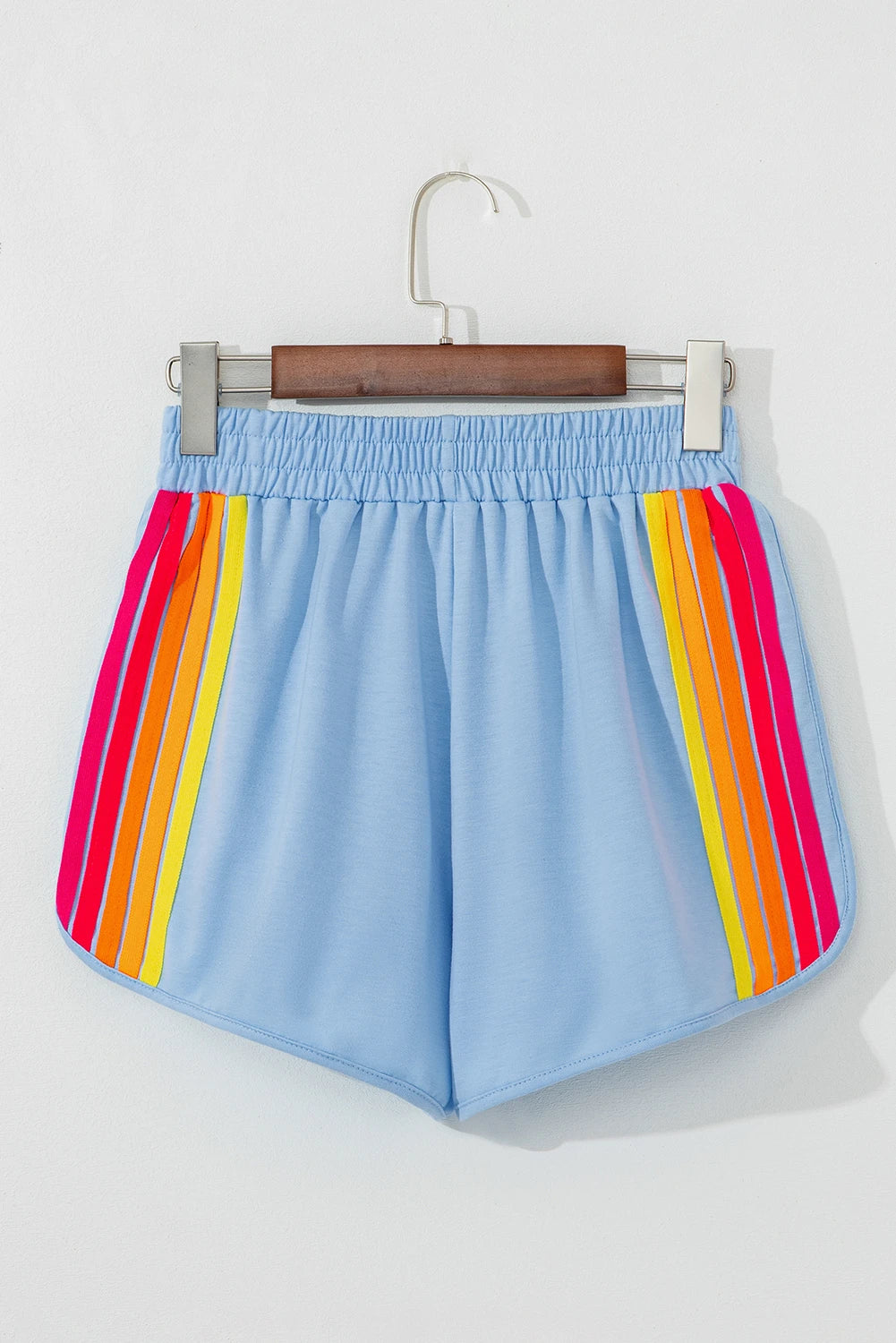 SALE!!!  Kelsa Beau Blue Color Block Stripes Elastic High Waist Active Shorts