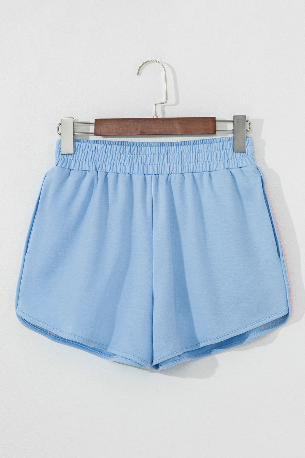 SALE!!!  Kelsa Beau Blue Color Block Stripes Elastic High Waist Active Shorts