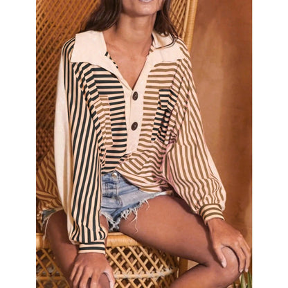 Kelsea Striped Oversized Button Front Top - 3 Colors