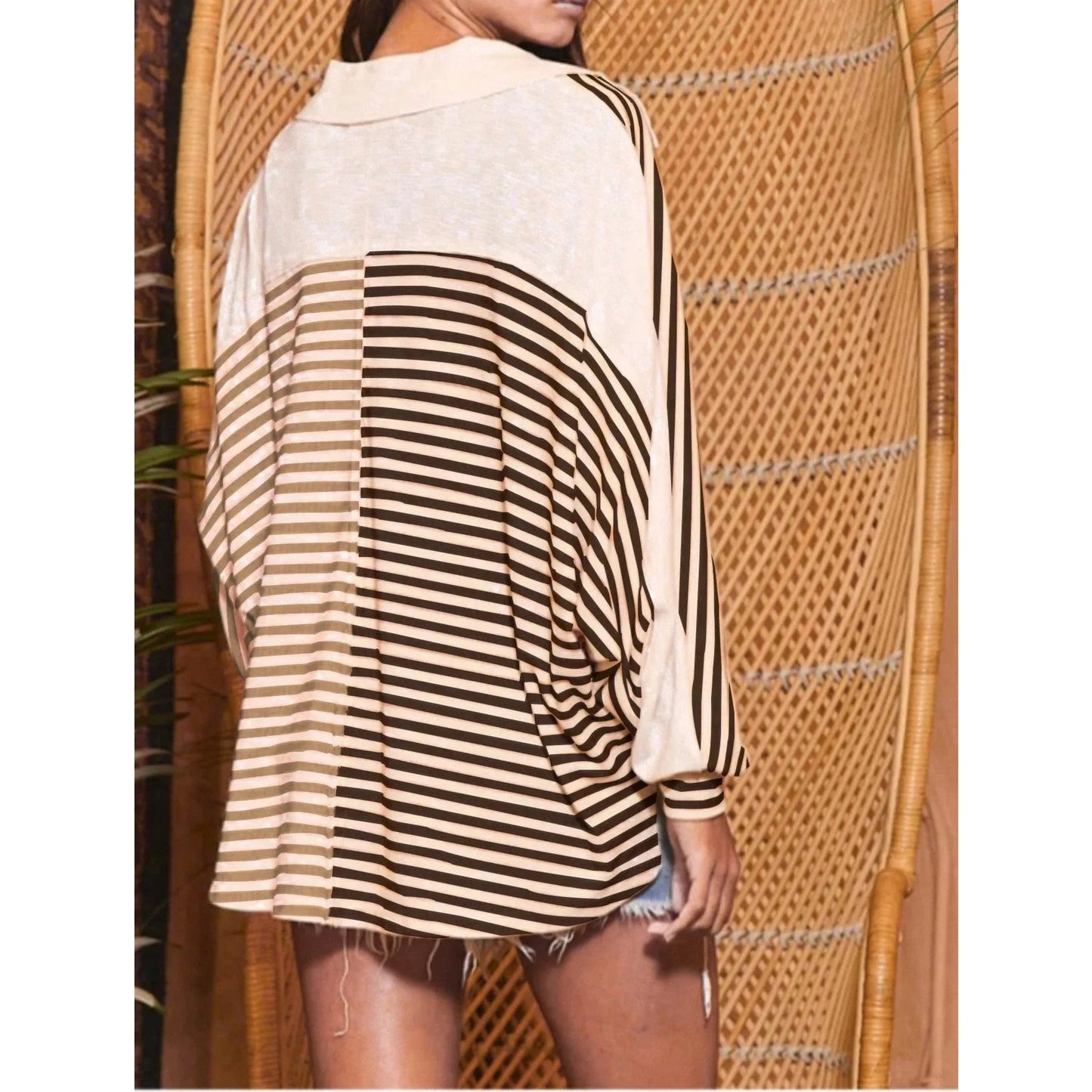 Kelsea Striped Oversized Button Front Top - 3 Colors