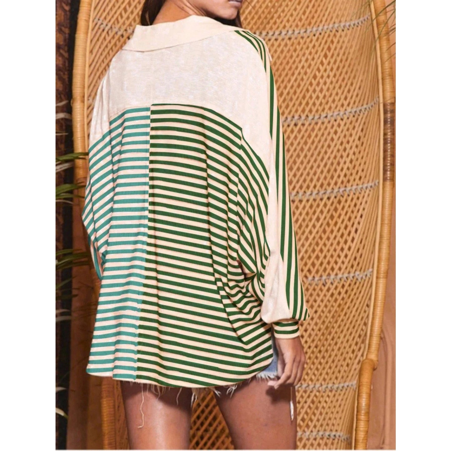 Kelsea Striped Oversized Button Front Top - 3 Colors