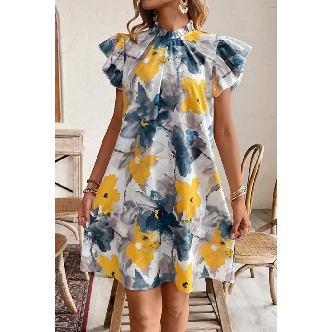 Kelsey Bohemian Lotus Sleeve Printed Dress