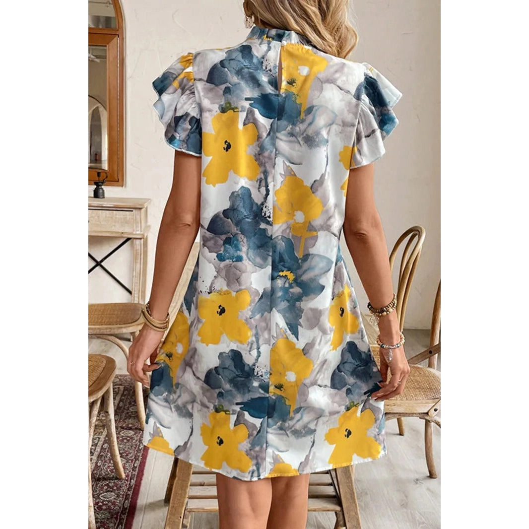 Kelsey Bohemian Lotus Sleeve Printed Dress