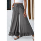 Kendria Grey Ruffled Wide Leg Pull On High Waist Pants with Pockets