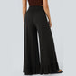 Kendria Black Ruffled Wide Leg Pull On High Waist Pants with Pockets