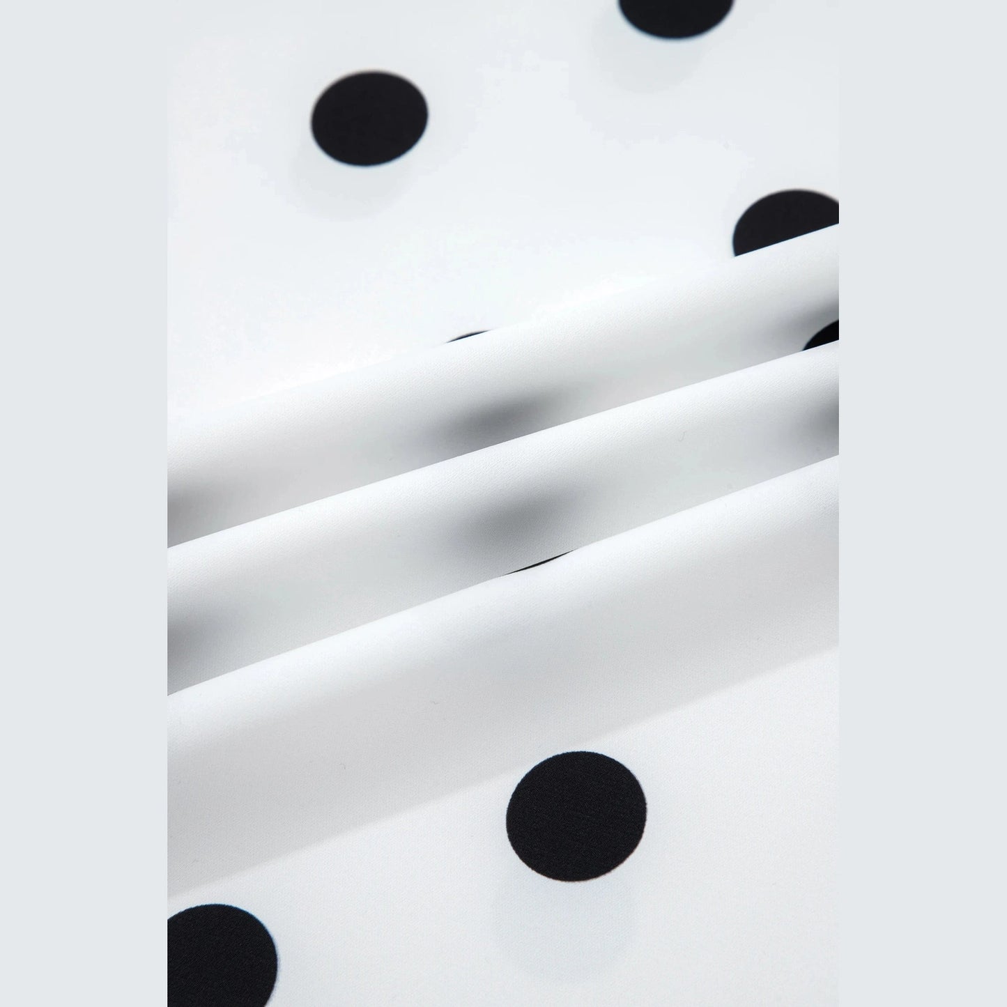 Kendry White Polka Dot Print Round Neck Frilled Long Sleeve Blouse