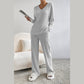 Kenlie Grey Ribbed Knit V Neck Slouchy Two-piece Outfit