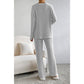 Kenlie Grey Ribbed Knit V Neck Slouchy Two-piece Outfit