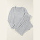 Kenlie Grey Ribbed Knit V Neck Slouchy Two-piece Outfit