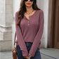 Keri Mauve Moments Waffle Henley Top
