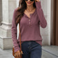 Keri Mauve Moments Waffle Henley Top