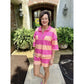 Kessy Pink Seam Detail Half Zip Tee Casual Shorts 2pcs Set