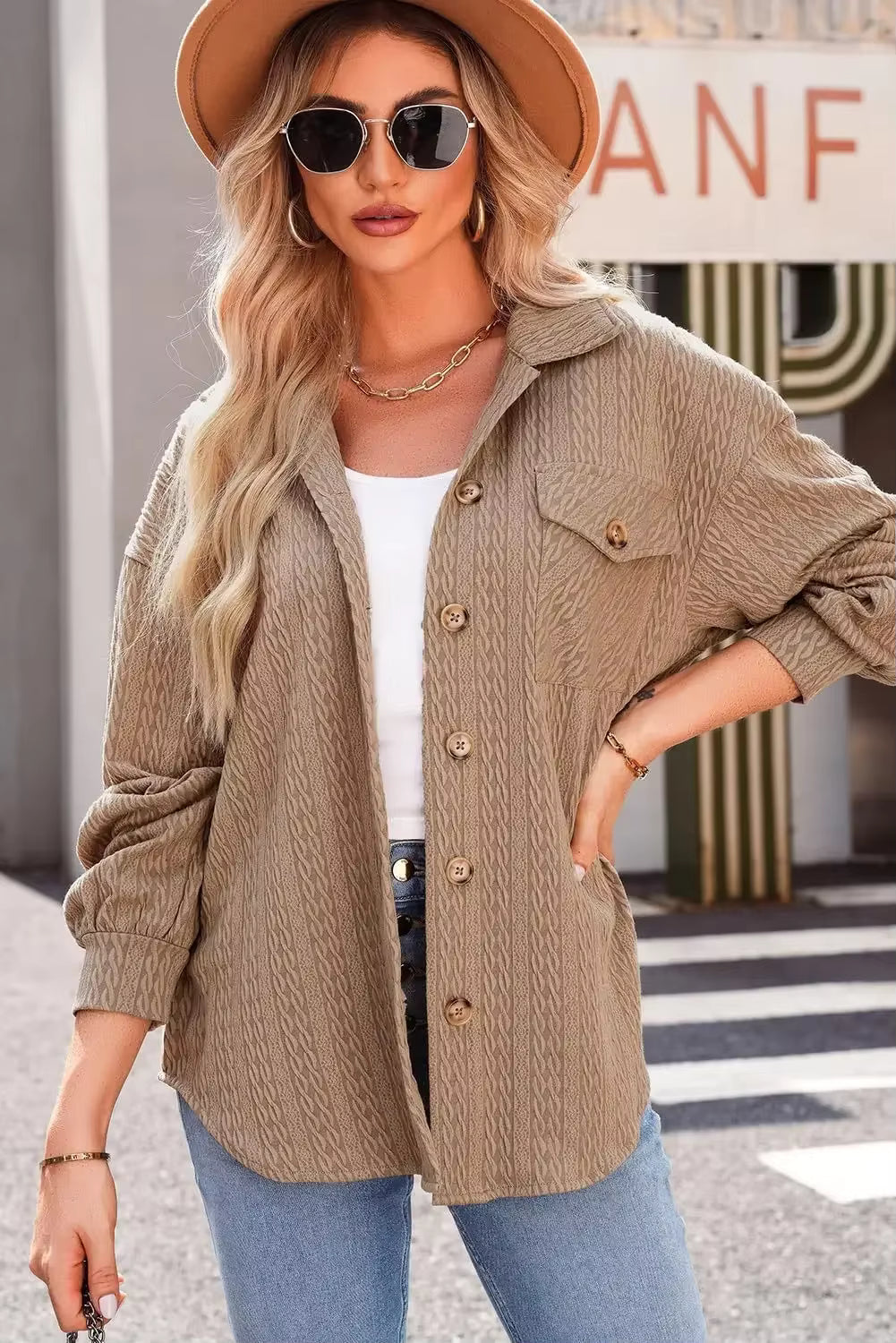 Marceline Textured Button Up Long Sleeve Shacket - 4 Colors