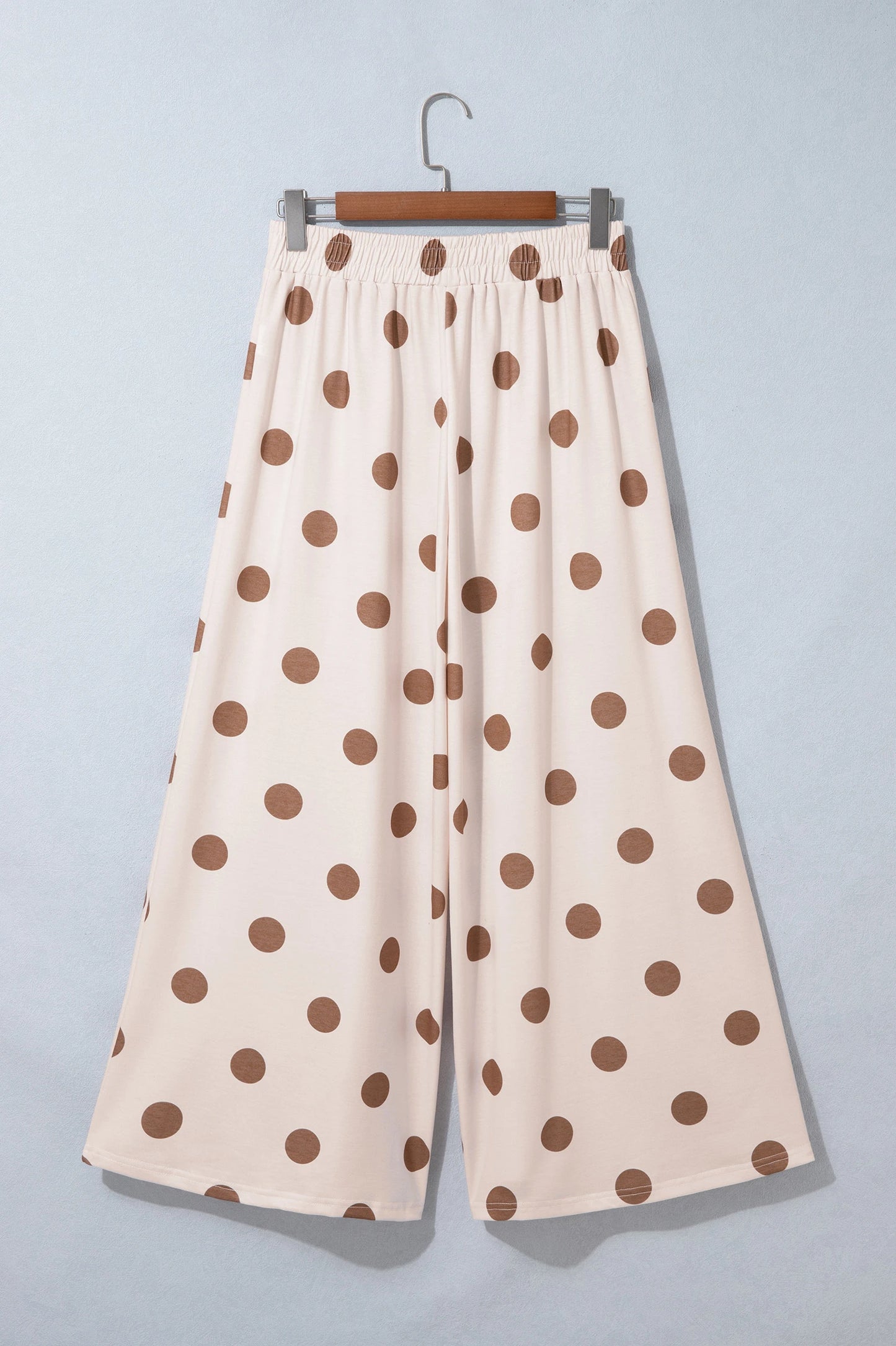 Joey Khaki/Brown Polka Dot Wide Leg Elastic Waist Casual Pants