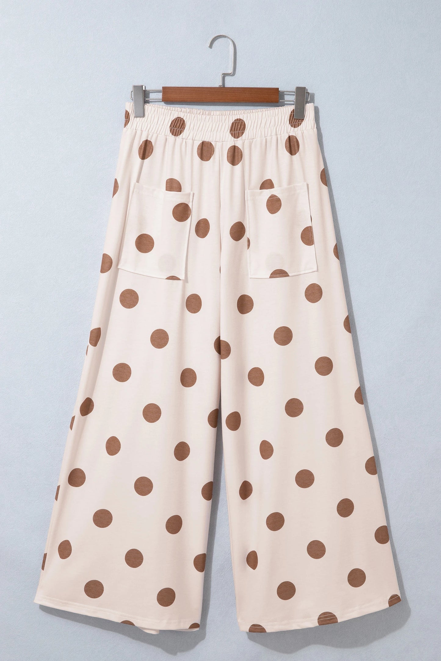 Joey Khaki/Brown Polka Dot Wide Leg Elastic Waist Casual Pants