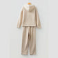 Andria Parchment Lace Drawstring Pullover Hoodie and High Waist Pants Corduroy Suit
