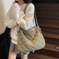 Slouchy Quilted Tote with Contrast Strap - 6 Colors