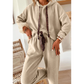 Andria Parchment Lace Drawstring Pullover Hoodie and High Waist Pants Corduroy Suit