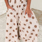 Joey Khaki/Brown Polka Dot Wide Leg Elastic Waist Casual Pants