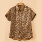 Khari Gold Metallic Leopard Short Sleeve Casual Shirt
