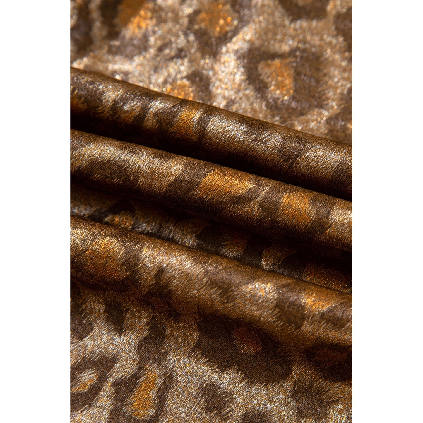 Khari Gold Metallic Leopard Short Sleeve Casual Shirt