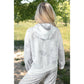 Kiandra Light Grey Abstract Print Loose Drop Sleeve Hoodie Elastic Waistband 2pcs Pant Set