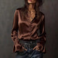 Kierra Mocha Luxe Satin Blouse