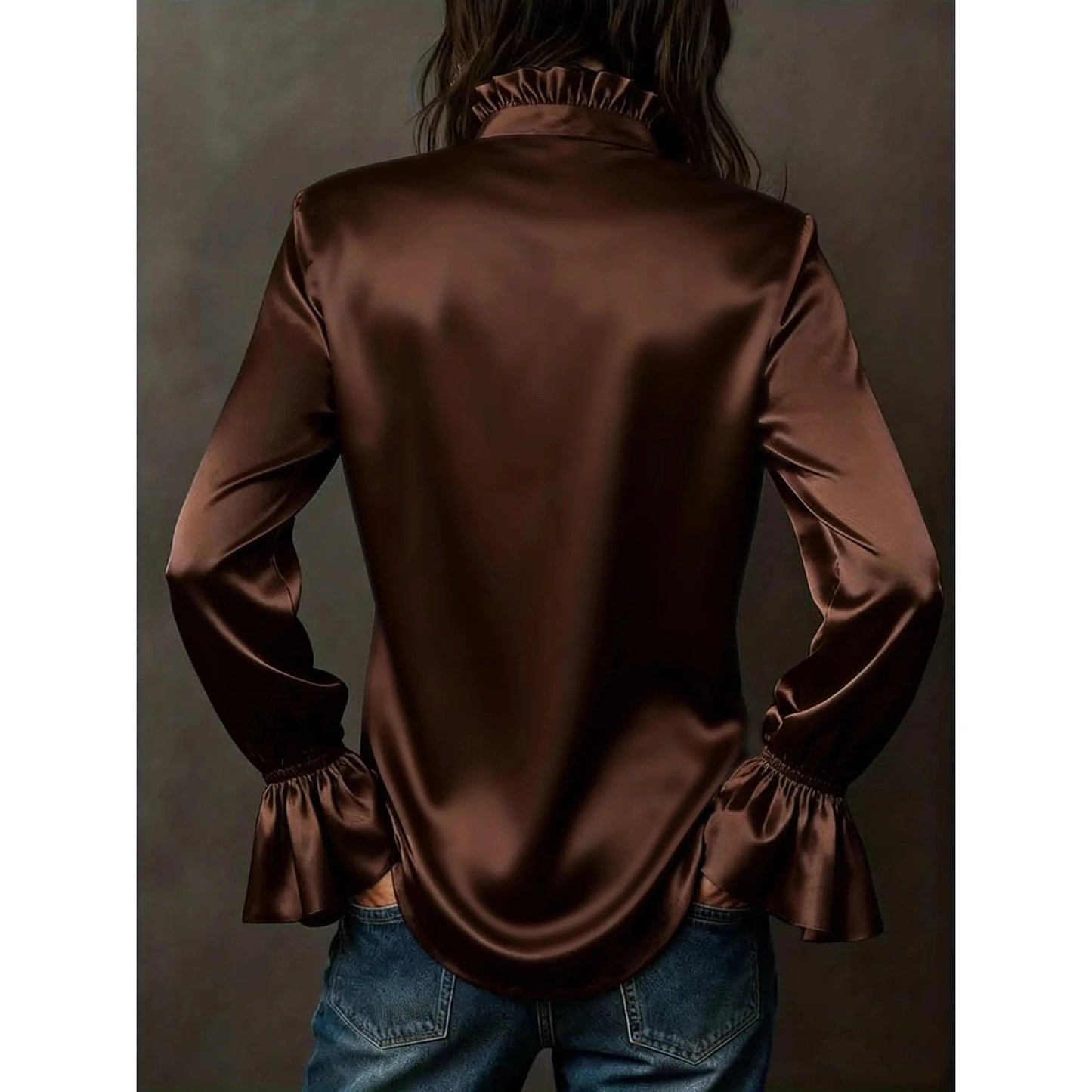 Kierra Mocha Luxe Satin Blouse