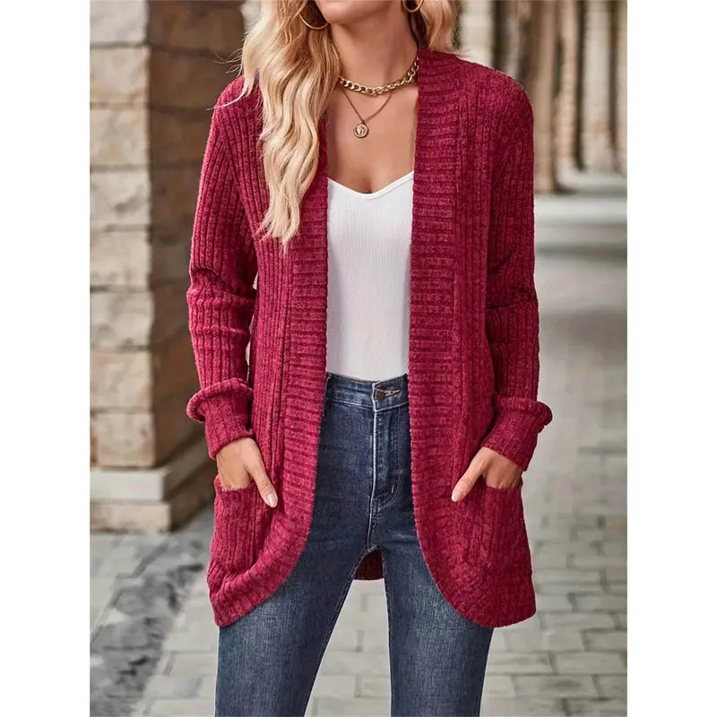 Kimba Wine Open Front Lightweight Cardigan