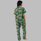 Kimba Green Cheetah Print Short Sleeve Shirt and Pants Pajama Set