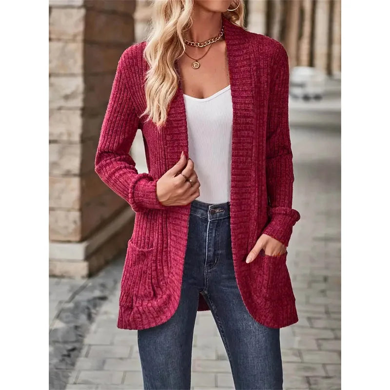 Kimba Wine Open Front Lightweight Cardigan
