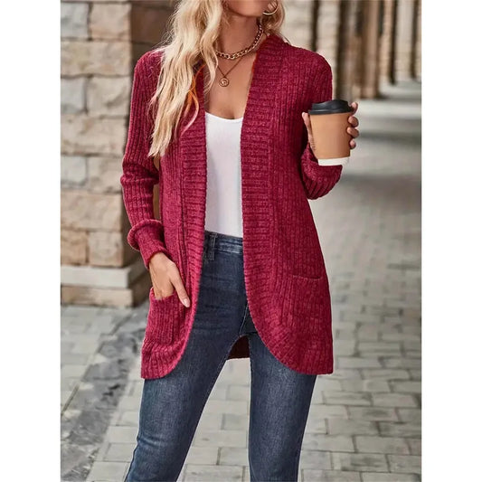 Kimba Wine Open Front Lightweight Cardigan