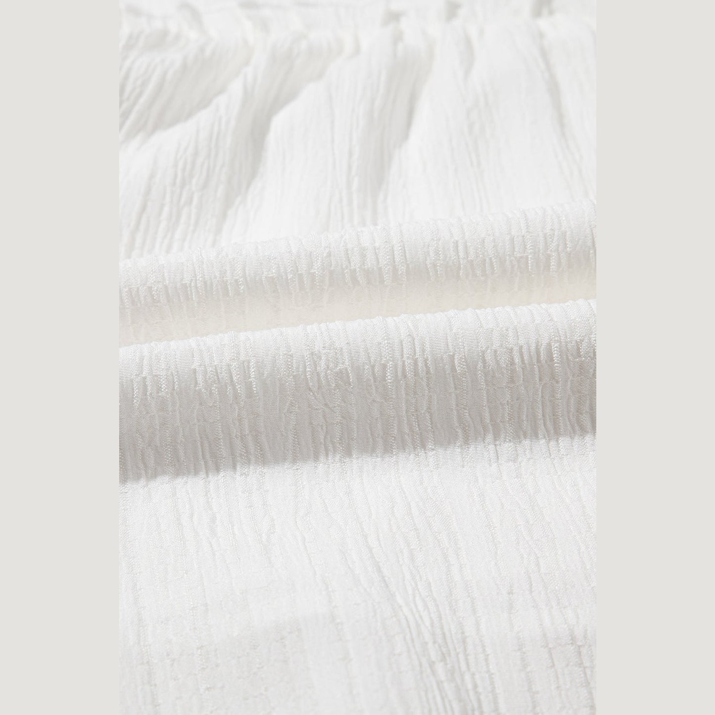 Kimmie White Textured Ruffled Trim V Neck Flutter Flowy Top
