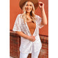 RTS White Floral Lace Crochet Short Sleeve Open Front Kimono