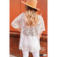 RTS White Floral Lace Crochet Short Sleeve Open Front Kimono