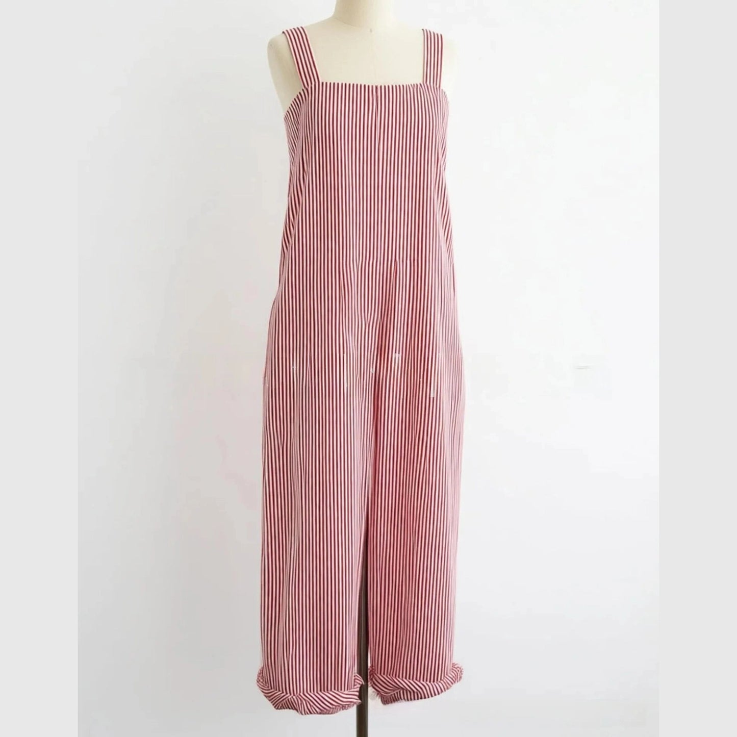 Kinney Red Striped Boho Overalls