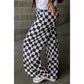RTS Kinney Black 2-Tone Checked Print High Waist Wide Leg Pants
