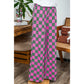 Kinney Green 2-Tone Checked Print High Waist Wide Leg Pants