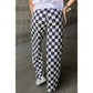 RTS Kinney Black 2-Tone Checked Print High Waist Wide Leg Pants