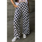 RTS Kinney Black 2-Tone Checked Print High Waist Wide Leg Pants